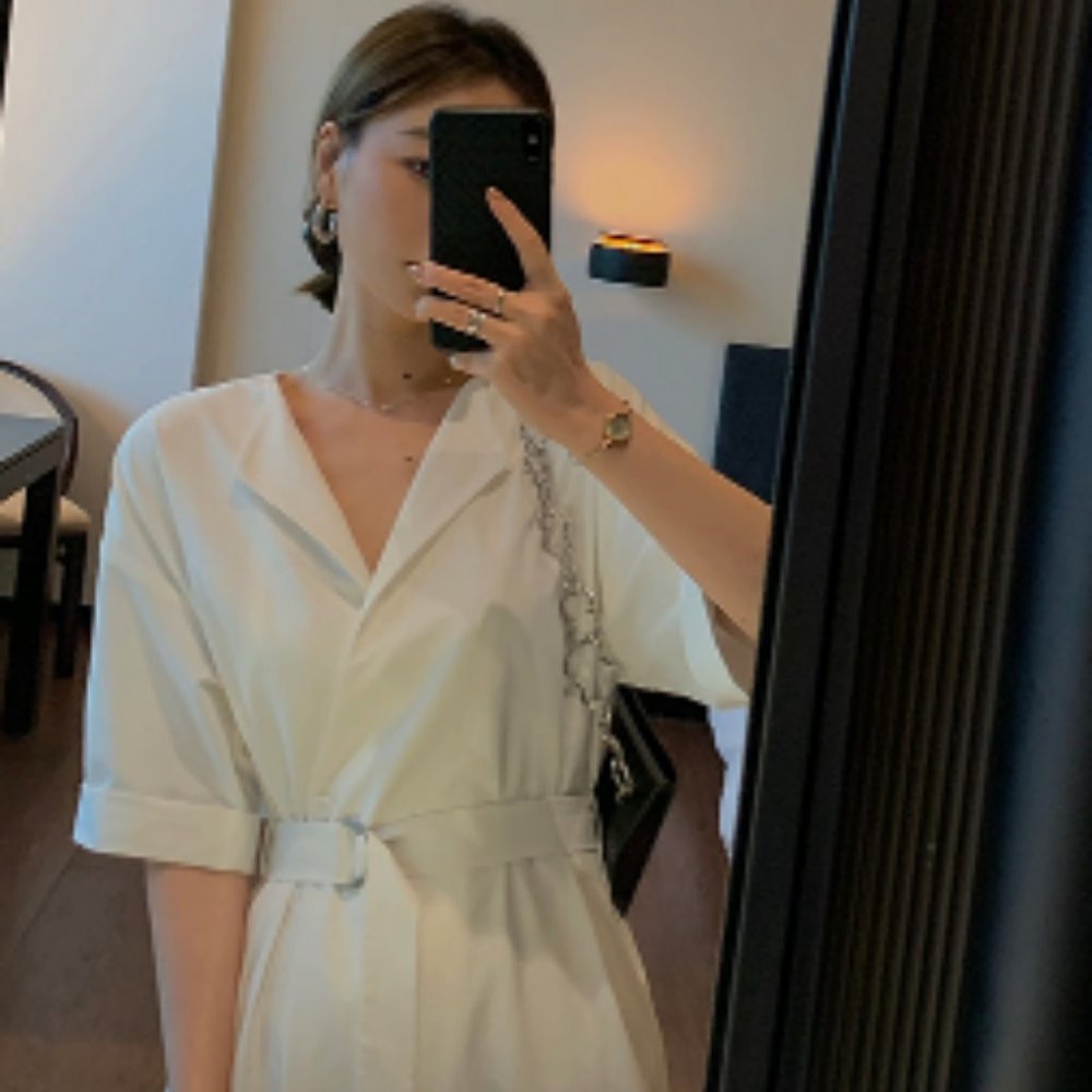 French waist white tea dress - Picture 1 of 3